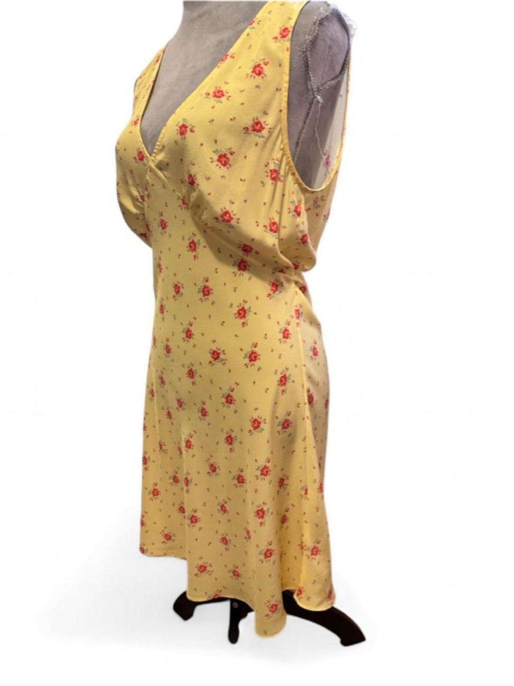 Realisation Par Isabelli 100% silk Yellow Floral V-Neck Sundress L - Picture 5 of 8